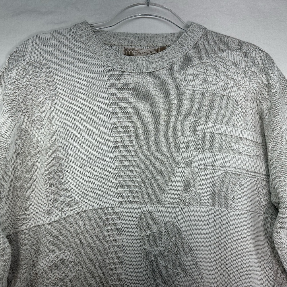 Vintage Shenandoah All Over Golf Pullover Sweater Made USA Tan Cream Mens Medium - Picture 6 of 10